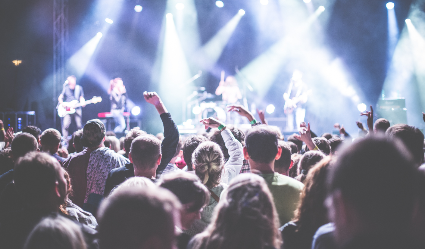 Photo d'un concert vu de la fosse devant la scène - Licence Pro GEPSAC - gestion culturelle - BUT GACO horaires aménagés